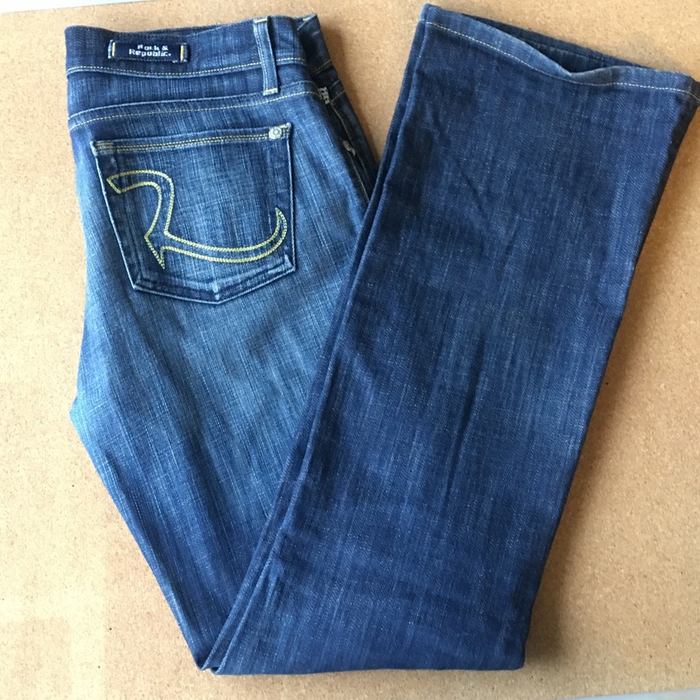 Rock & Republic Scorpion Jeans Yellow Stitch